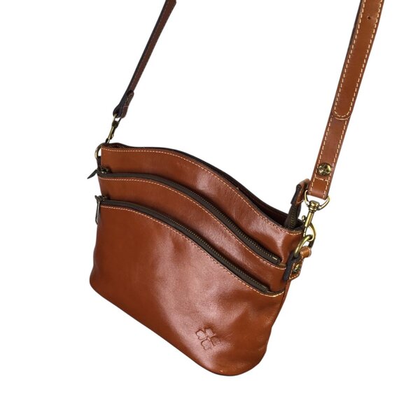 Patricia Nash Lorraine Crossbody Bag Purse Leather Brown Triple Zip - Picture 5 of 13